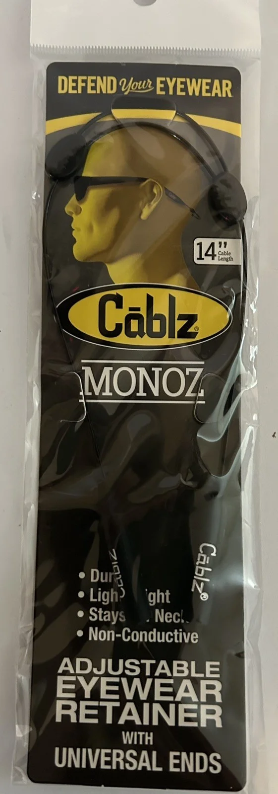 Cablz Monoz 14 inch adjustable eyewear retainer with univeral ends black NEW