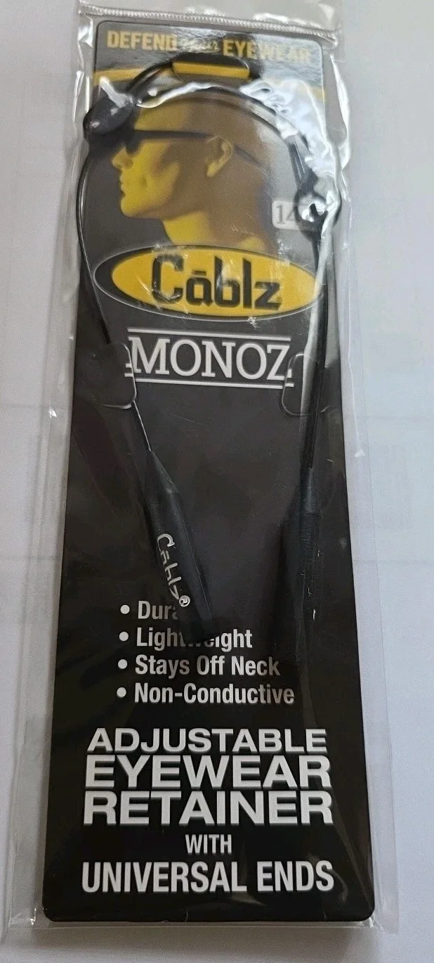 Cablz Original Eyewear Retainer, Black and White with Black Cable, 14-Inch 2